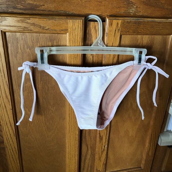 NWT J Crew Ribbed Curved Waist Cheeky String Bikini Bottom Pink - M - Picture 8 of 9